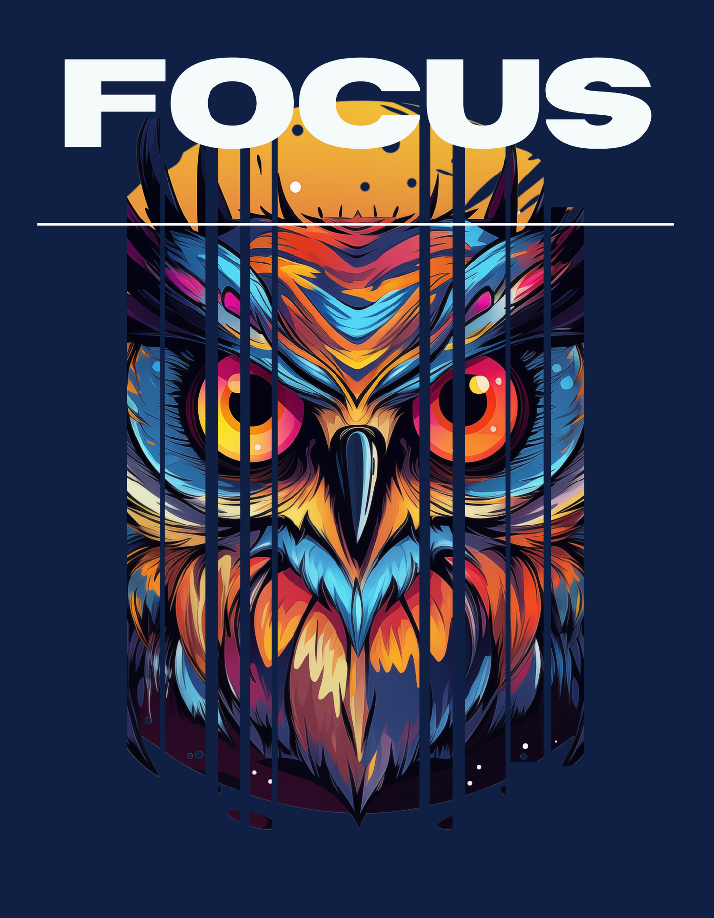 Focus Owl print Navy Blue T-shirt