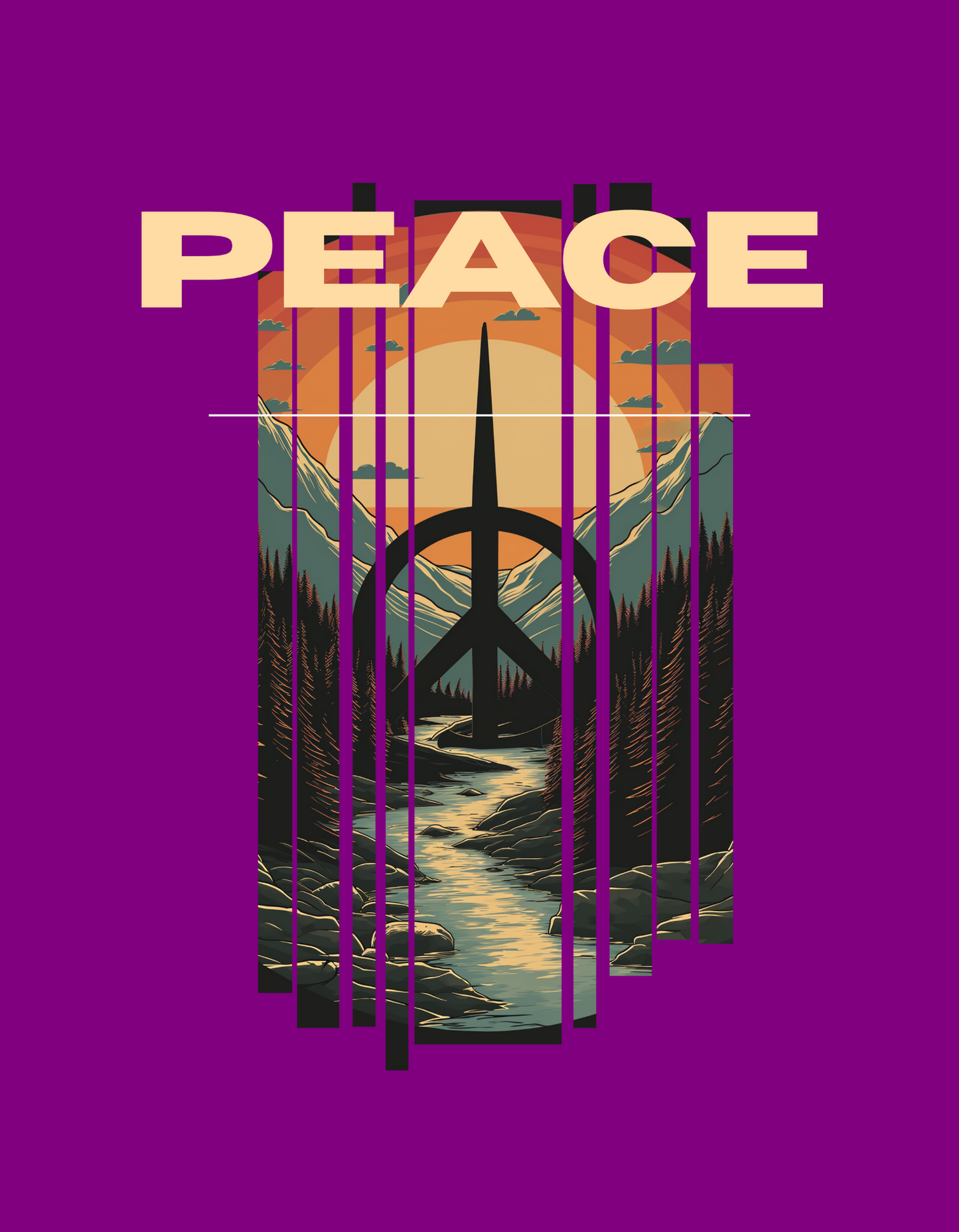 Peace symbol purple T-shirt